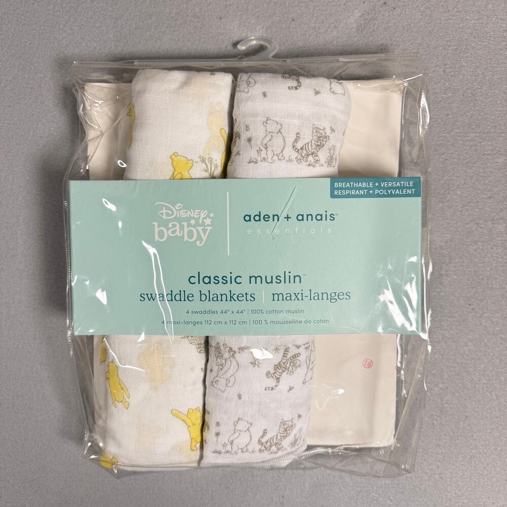 NEW Disney Baby Aden + Anais Winnie the Pooh swaddle blankets - cotton muslin